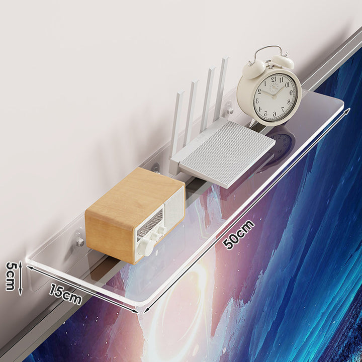 Clear Acrylic TV-Edge Corner Shelf for Small Plants and Remote Organizer
