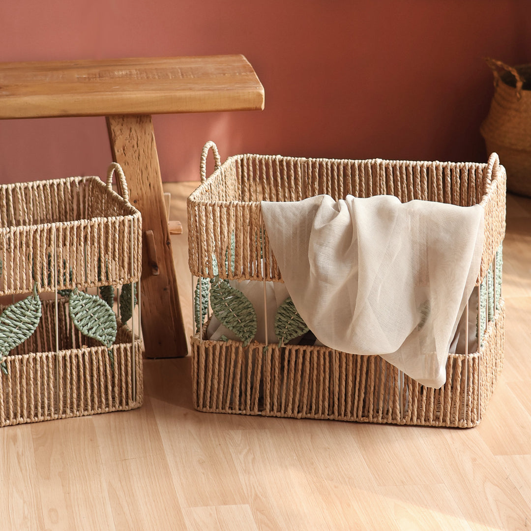 Decorative basket with plant motif