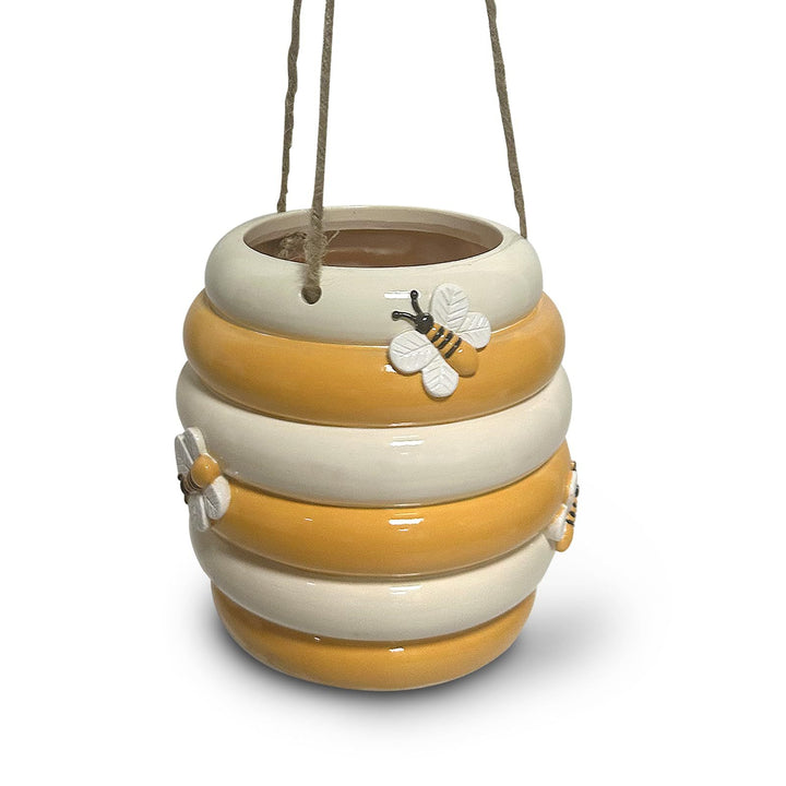 Decorative Hanging Bee-Inspired Flower Pot