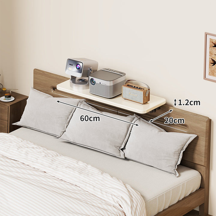 Wall-Mounted Slim Floating Headboard Shelf with Rounded Corners and Concealed Brackets