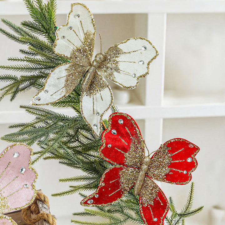 Elegant butterfly hair clips with glitter and rhinestones