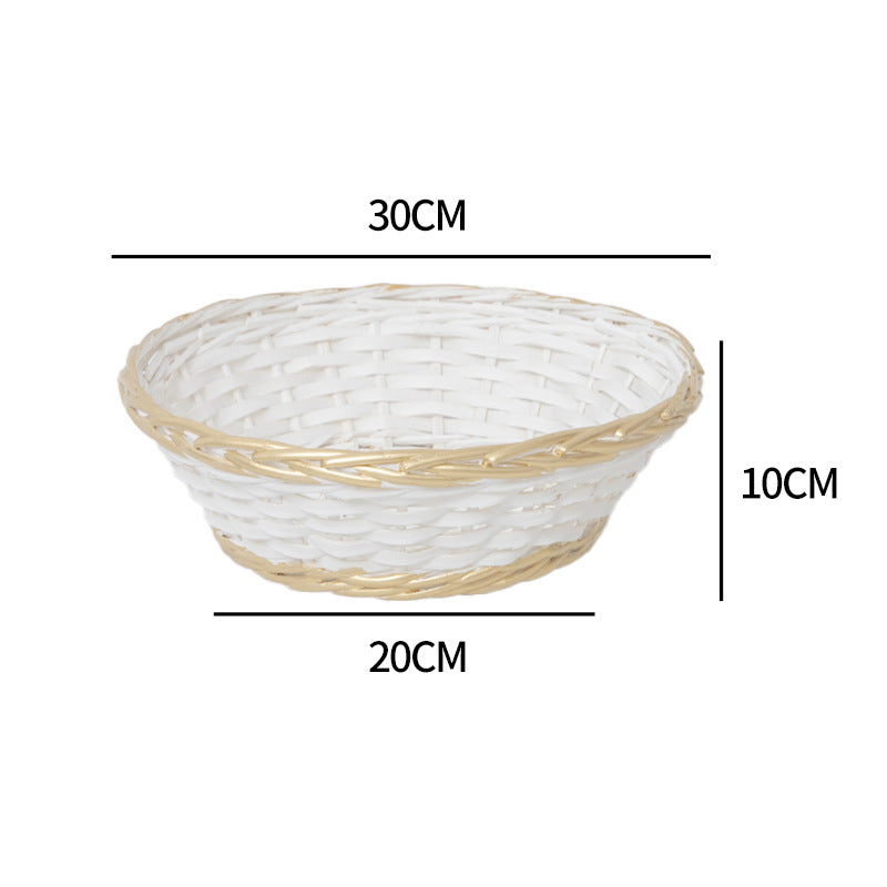 Decorative storage basket with braided frame