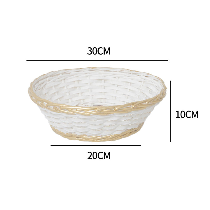 Decorative storage basket with braided frame