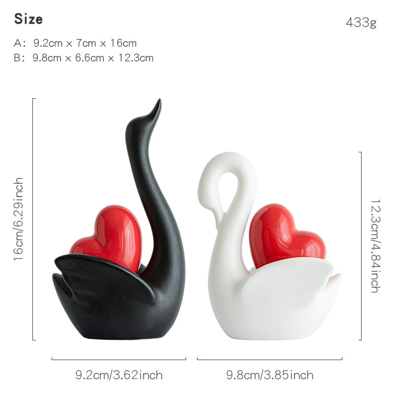 Elegant and romantic swans decorative figure