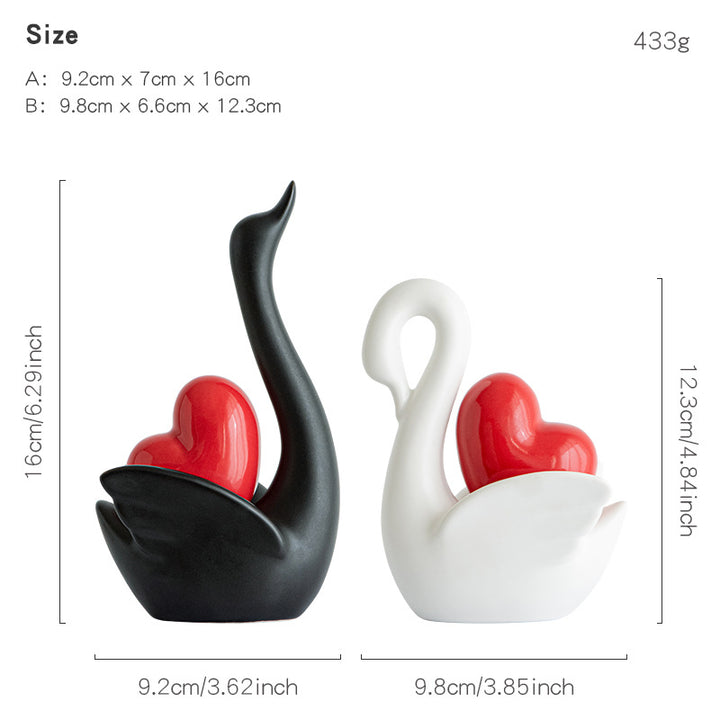 Elegant and romantic swans decorative figure