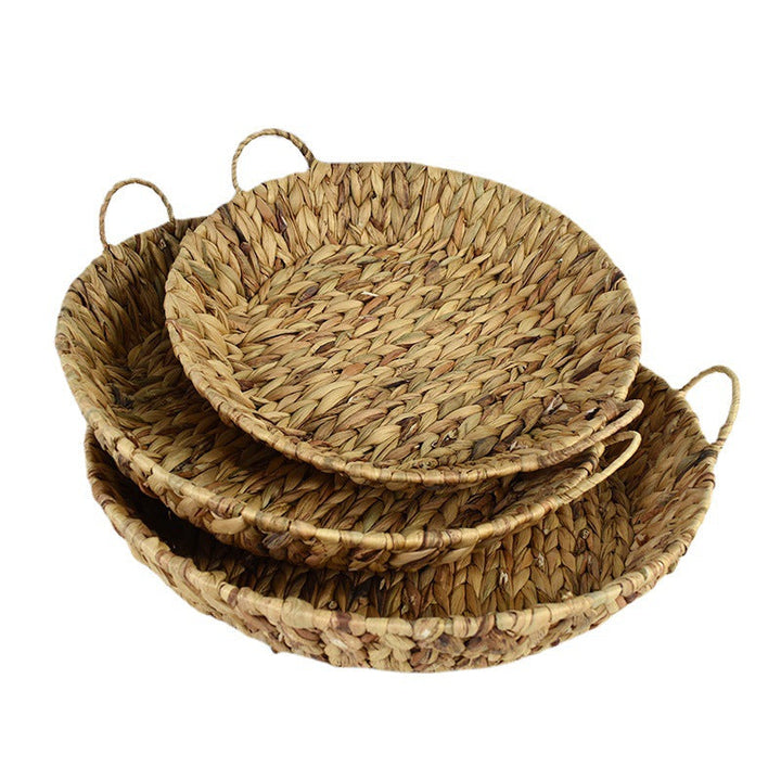 Handwoven Natural Serving Tray Set