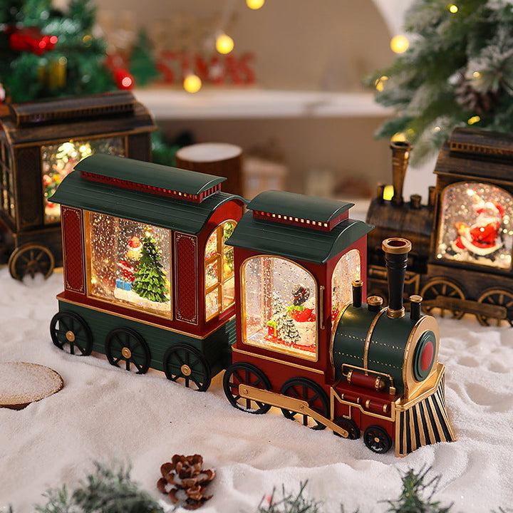 Nostalgic Christmas Train Lantern with Moving Santa