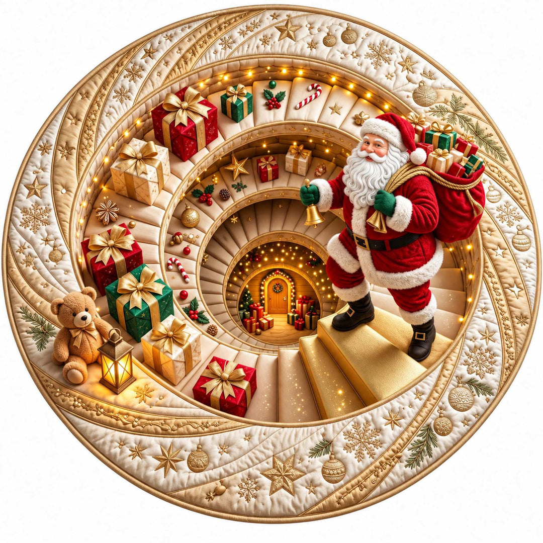 Festive Santa Claus Themed Round Mat for Home