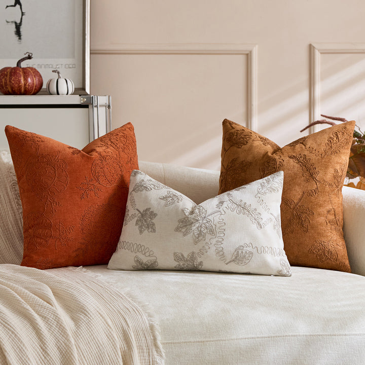 Decorative Embroidered Velvet Throw Pillow Cover Set