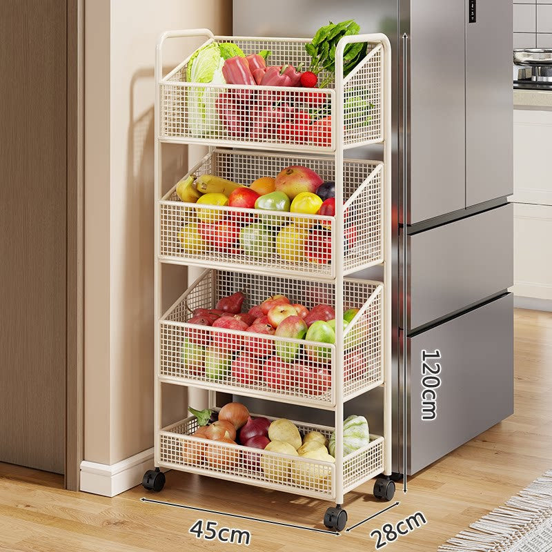 Stackable Five-Tier Metal Mesh Kitchen Pantry Organizer Rack