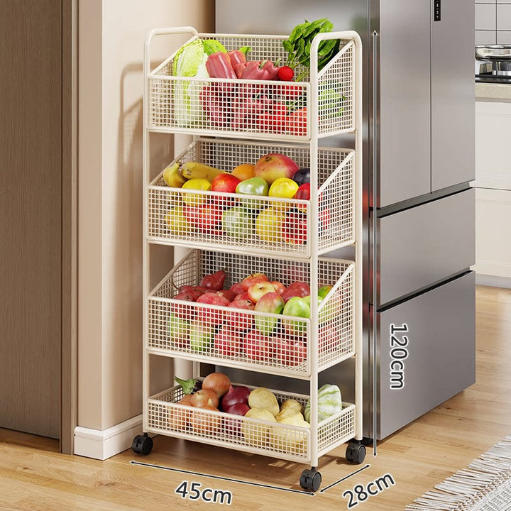 Stackable Five-Tier Metal Mesh Kitchen Pantry Organizer Rack