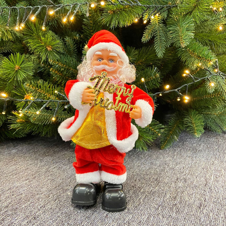Cute Santa Claus with Christmas greeting sign