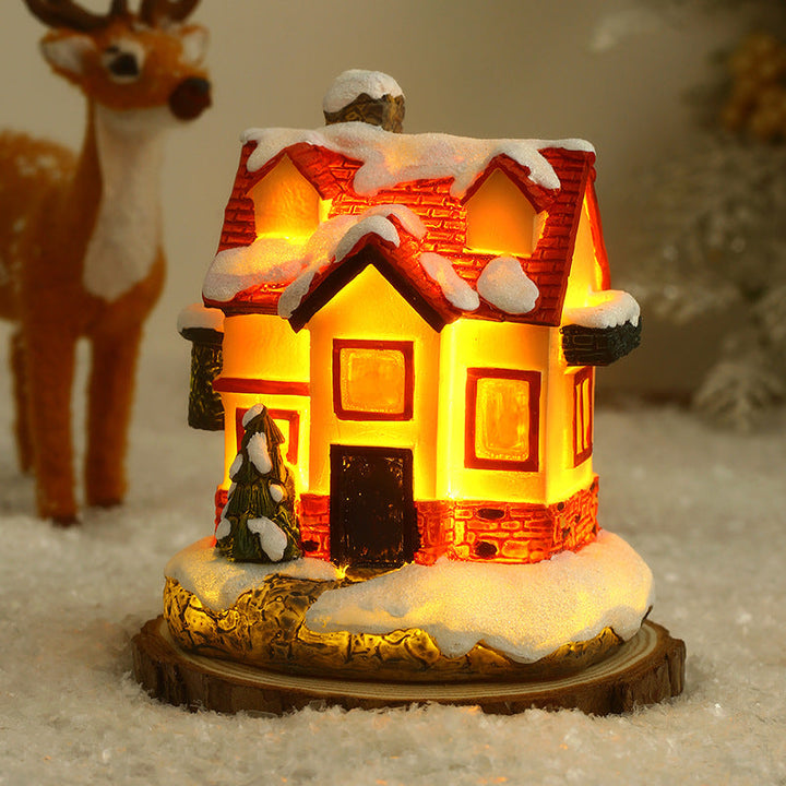 Illuminated Christmas village made of ceramic