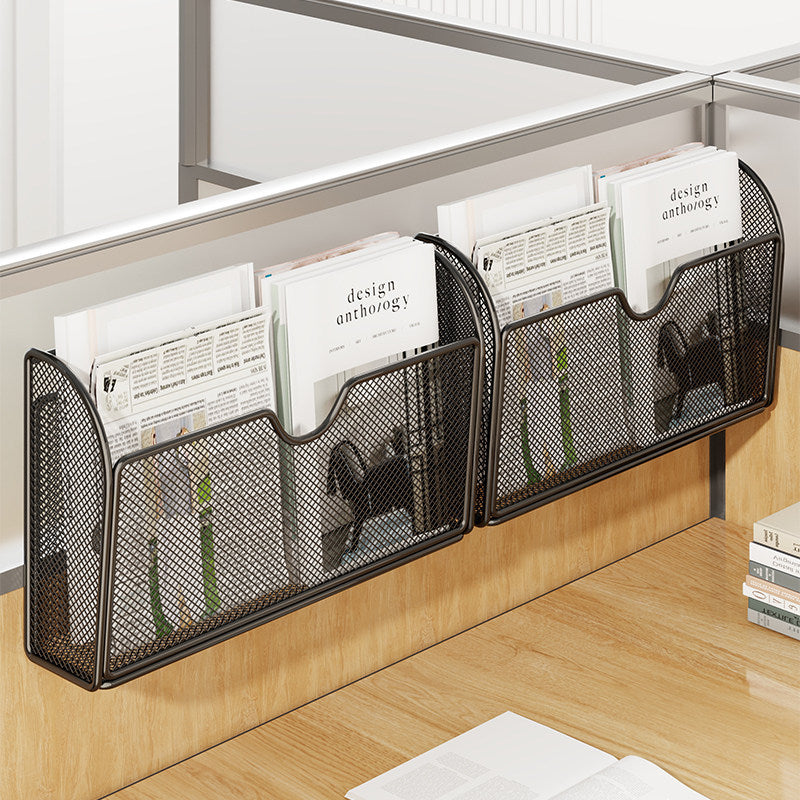 Metal Mesh Partition-Mounted Magazine & File Organizer