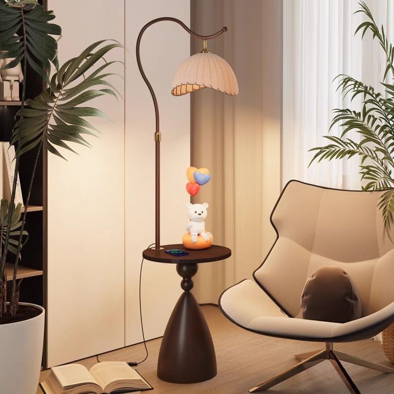 Modern floor lamp with integrated side table