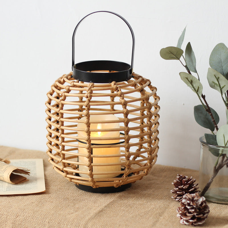 Decorative lantern made of braided rattan