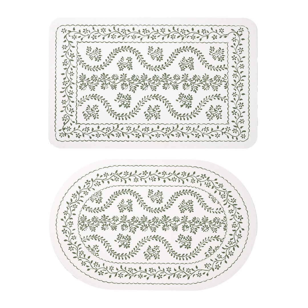 Avarnia Bath Mat Set made of soft microfiber with non-slip latex backing and delicate ornamental print