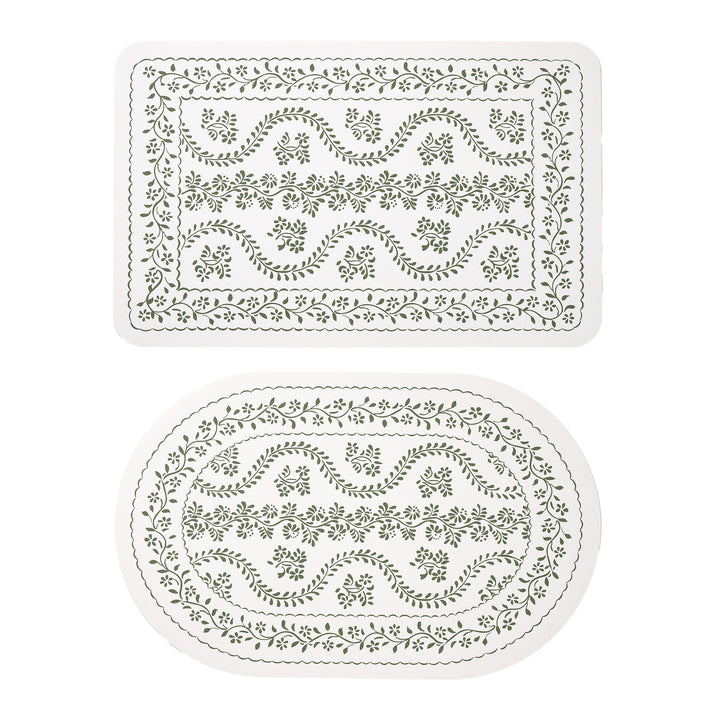 Avarnia Bath Mat Set made of soft microfiber with non-slip latex backing and delicate ornamental print