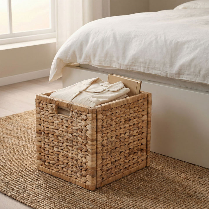 Practical storage basket made of braided material