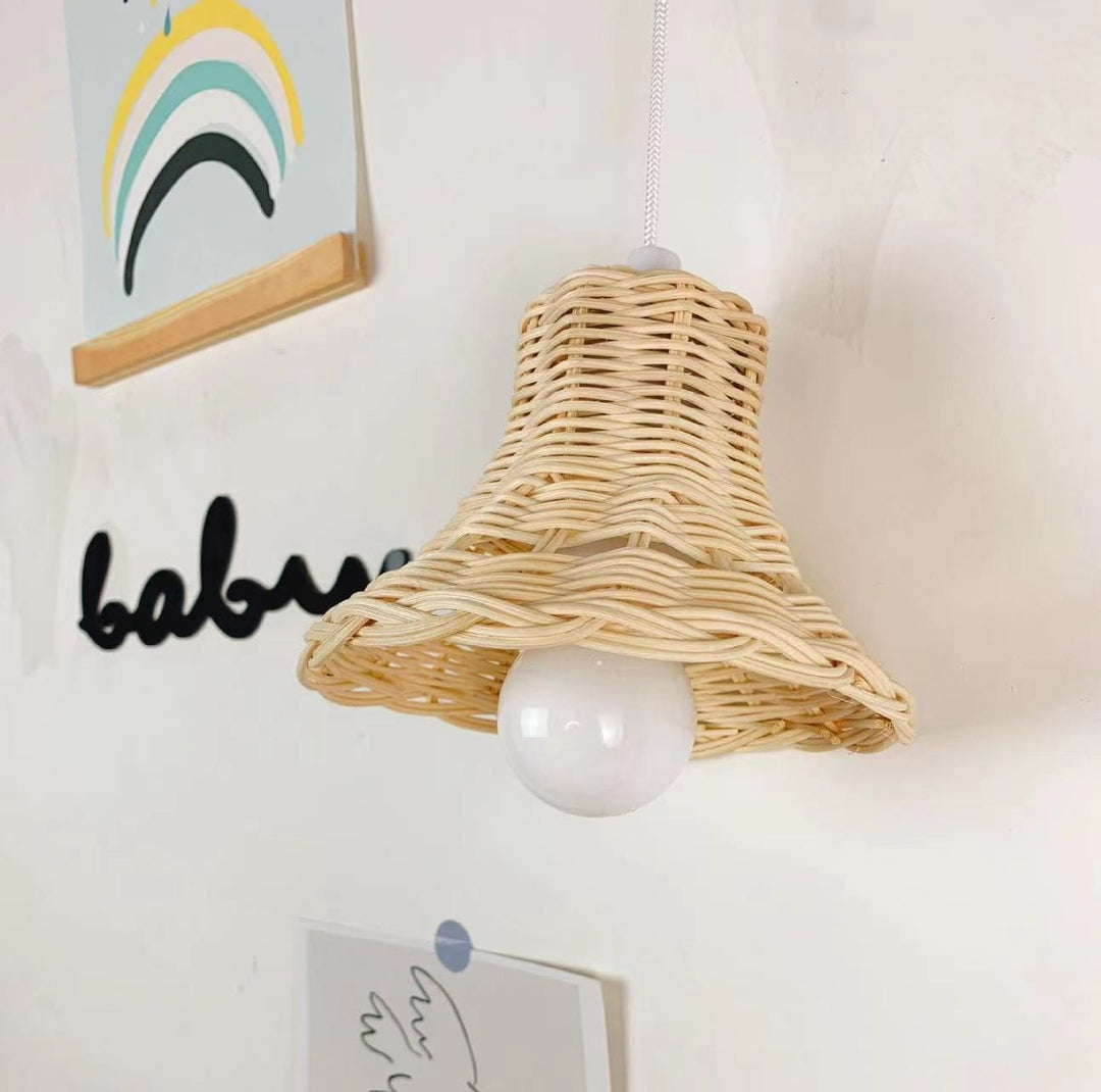 Handmade hanging lamp made of natural material