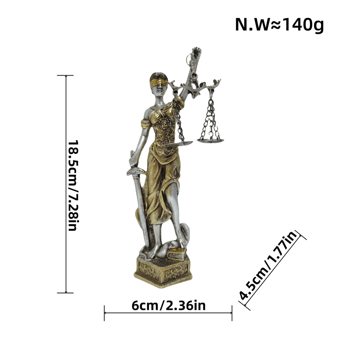 Elegant statue of Justitia in artistic details