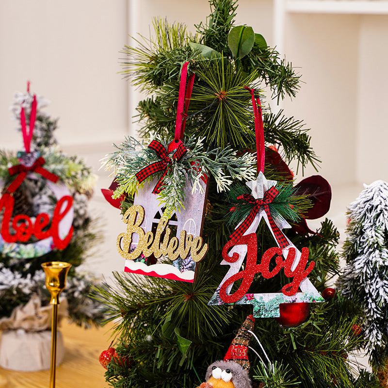 Decorative wooden sign with Christmas message