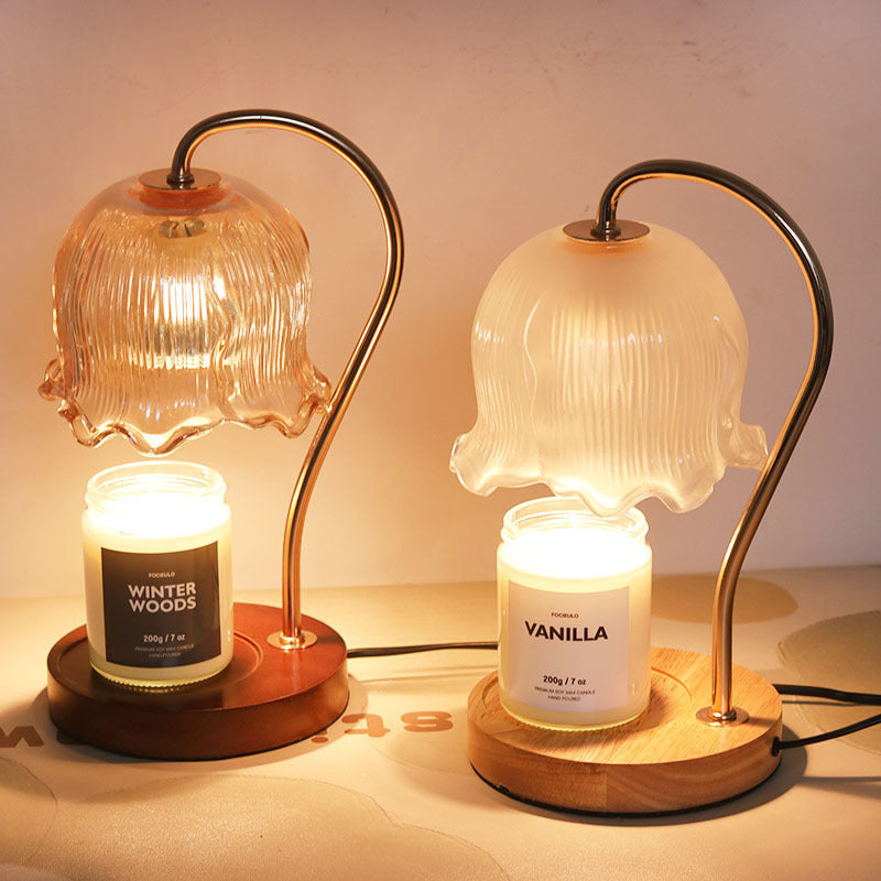 Decorative table lamp made of glass