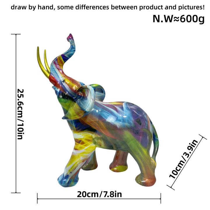Creative elephant figurine with colorful design