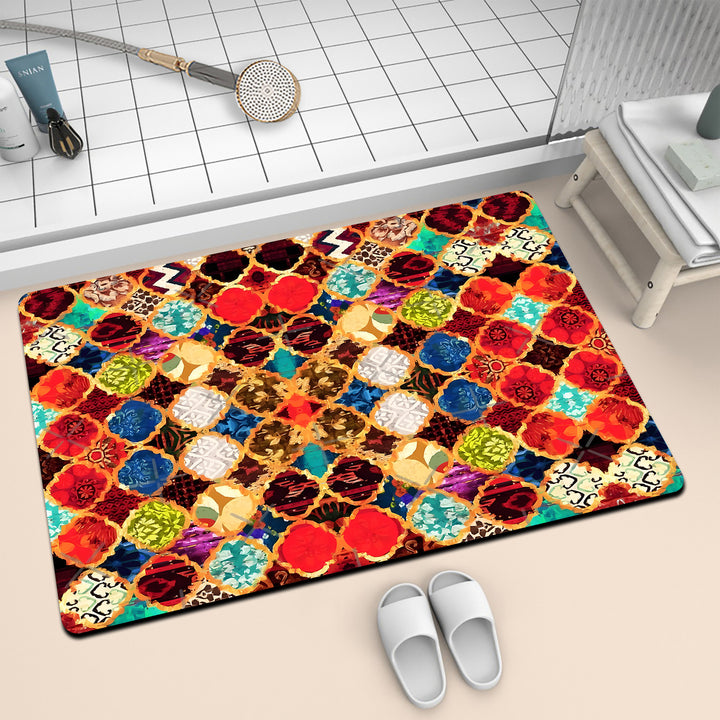 Colorful Geometric Pattern Bath Mat