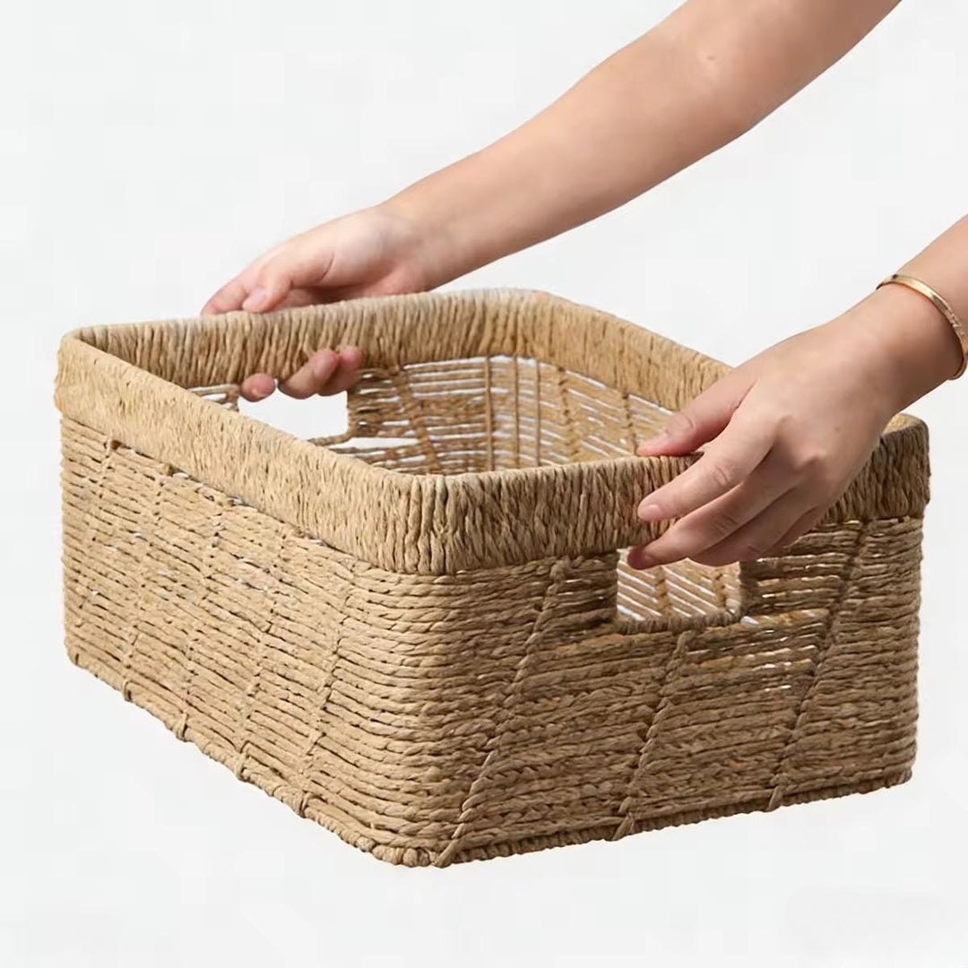 Decorative storage baskets made of woven material