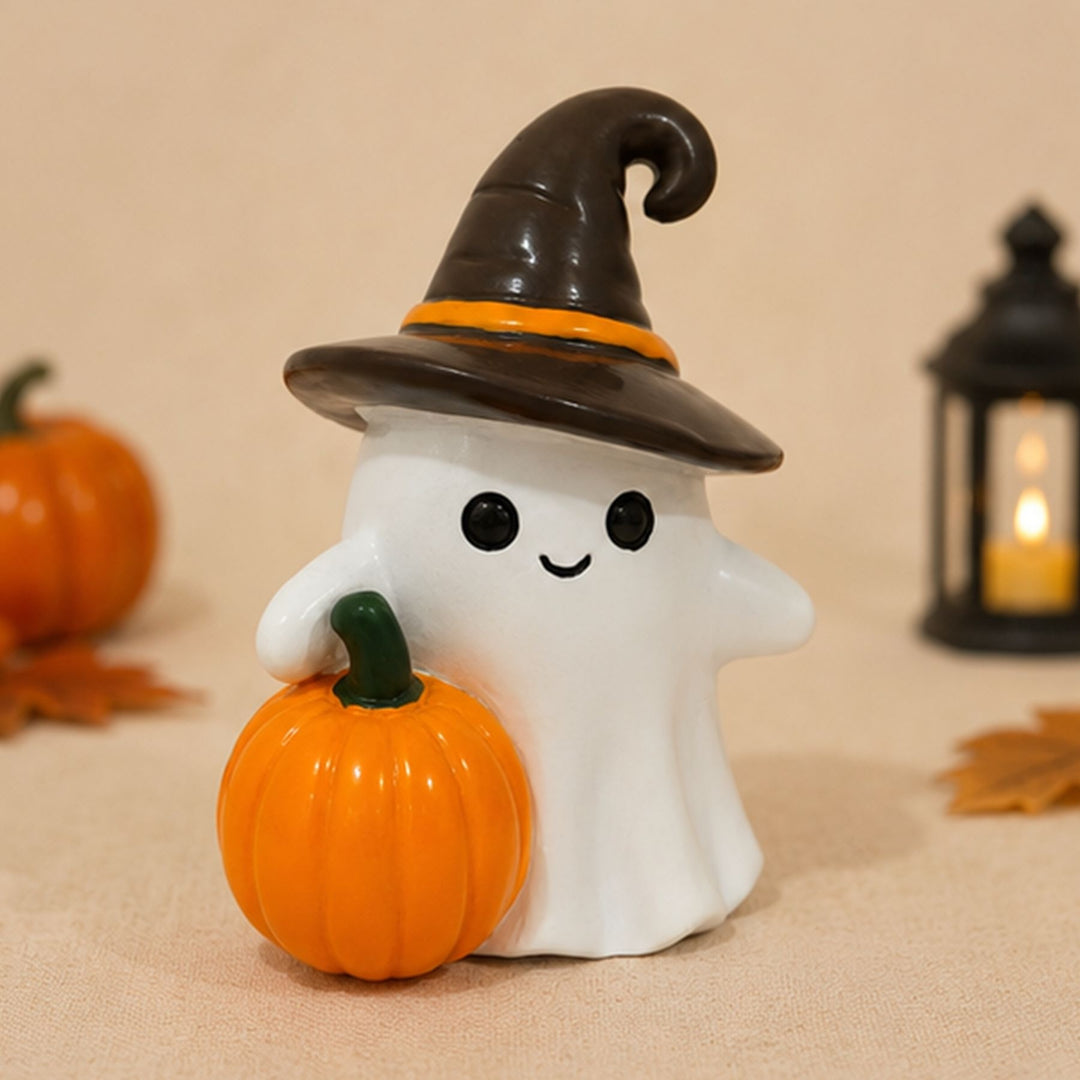 Decorative ghost figure with pumpkin