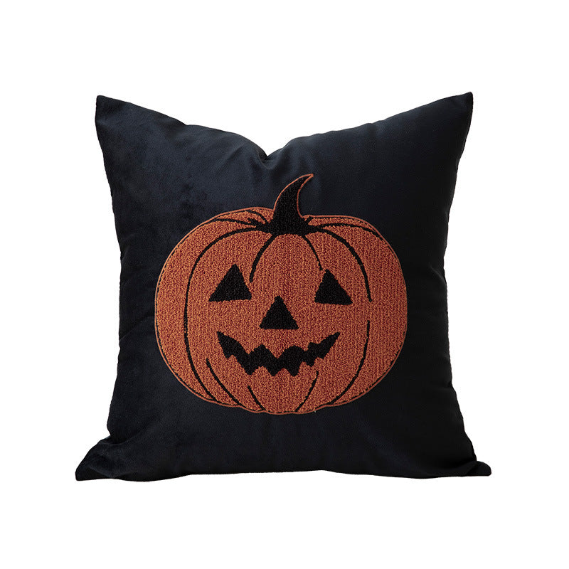 Decorative Halloween cushion cover with embroidered ghost