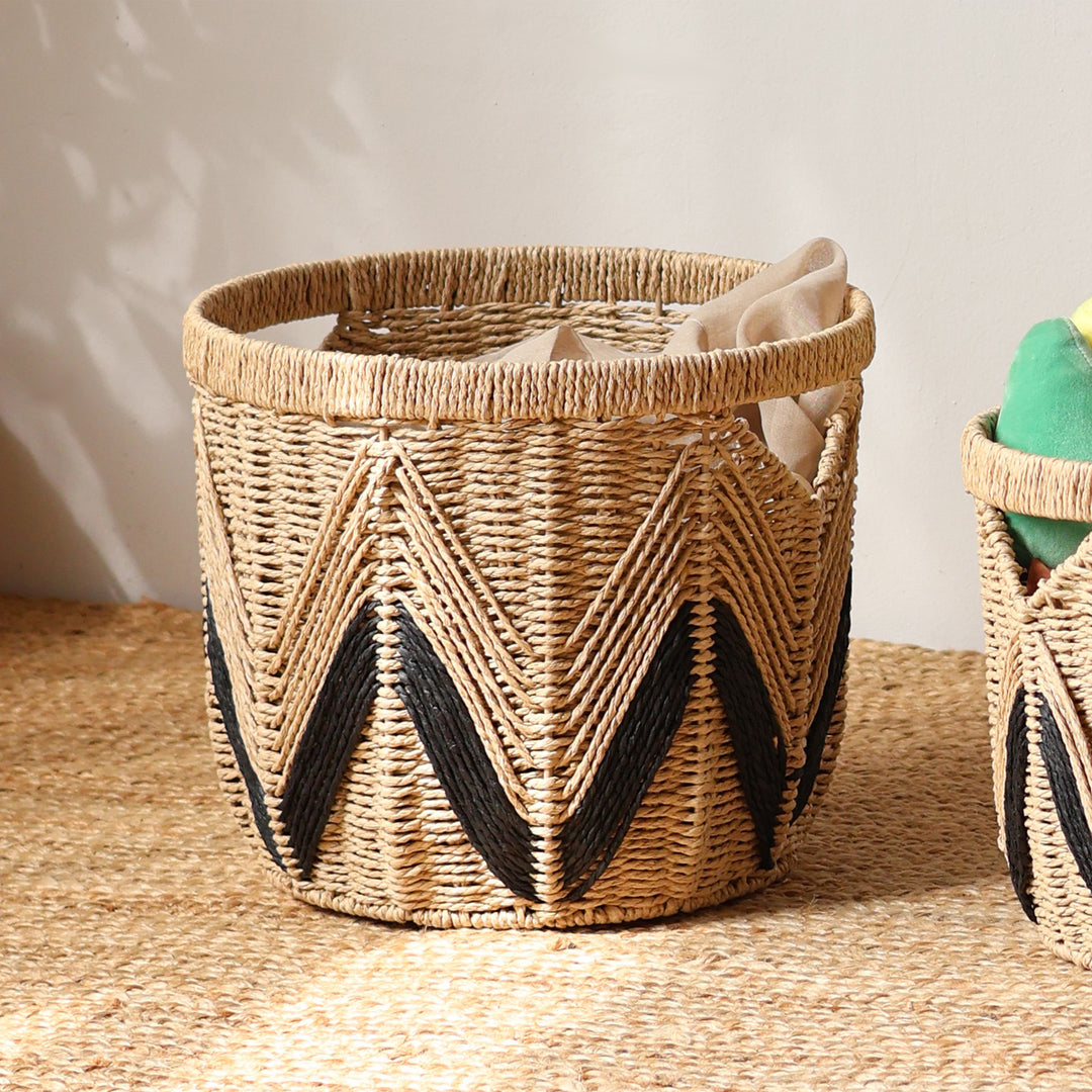 Decorative basket with graphic pattern