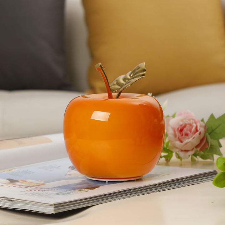 Ceramic Apple Table Lamp with Brass Rod and Metal Base