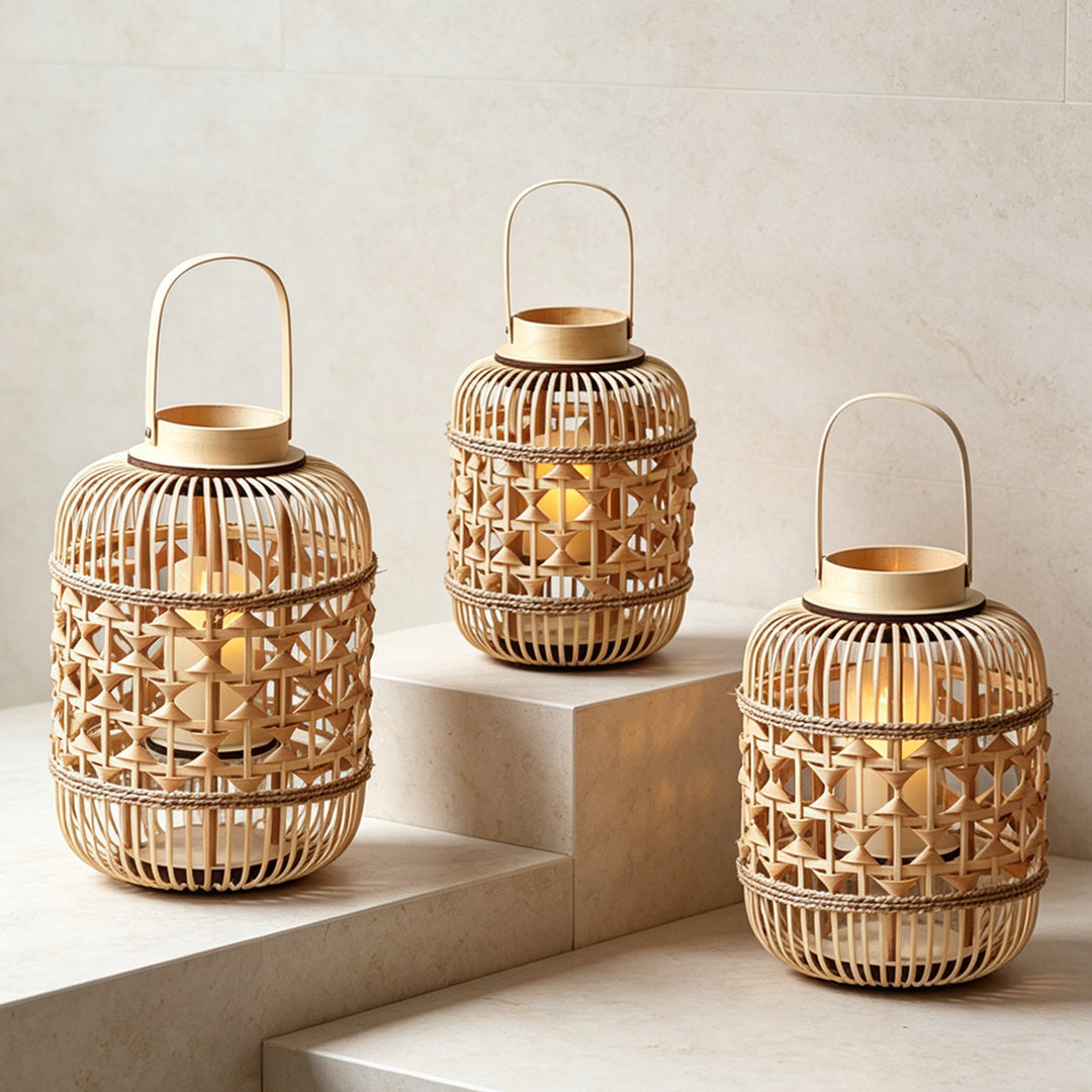 Decorative Lantern made of woven bamboo