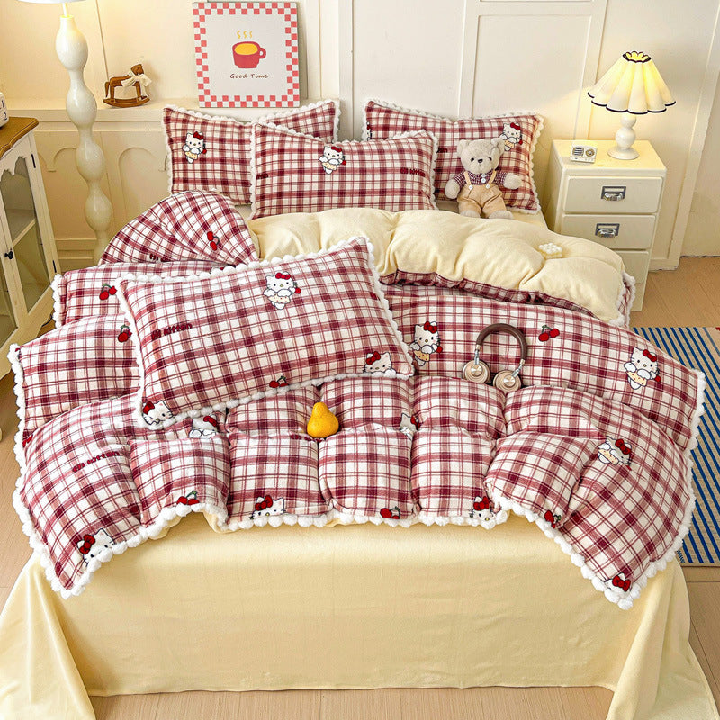 Plush Floral Print Bedding Set