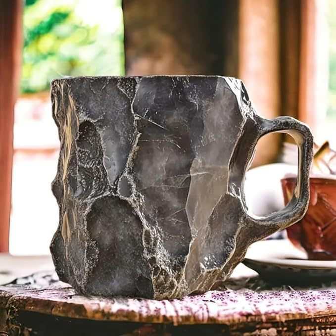 Artistic Stone-Molded Coffee Mug