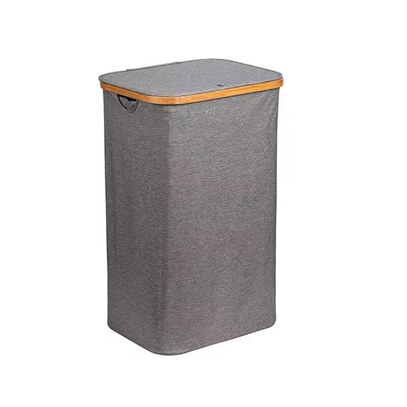 Practical laundry basket with breathable mesh and stylish bamboo lid