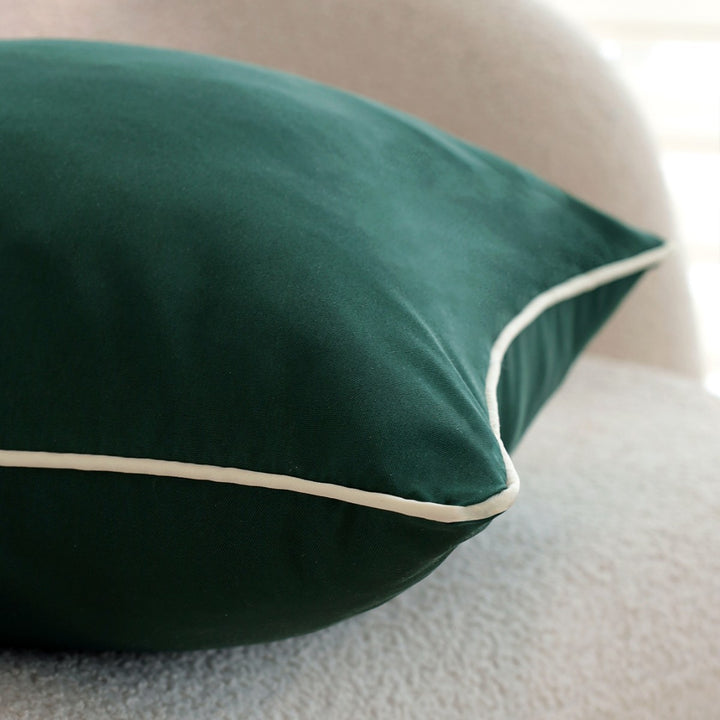 Square velvet cushion cover with fine piping and soft microvelours finish