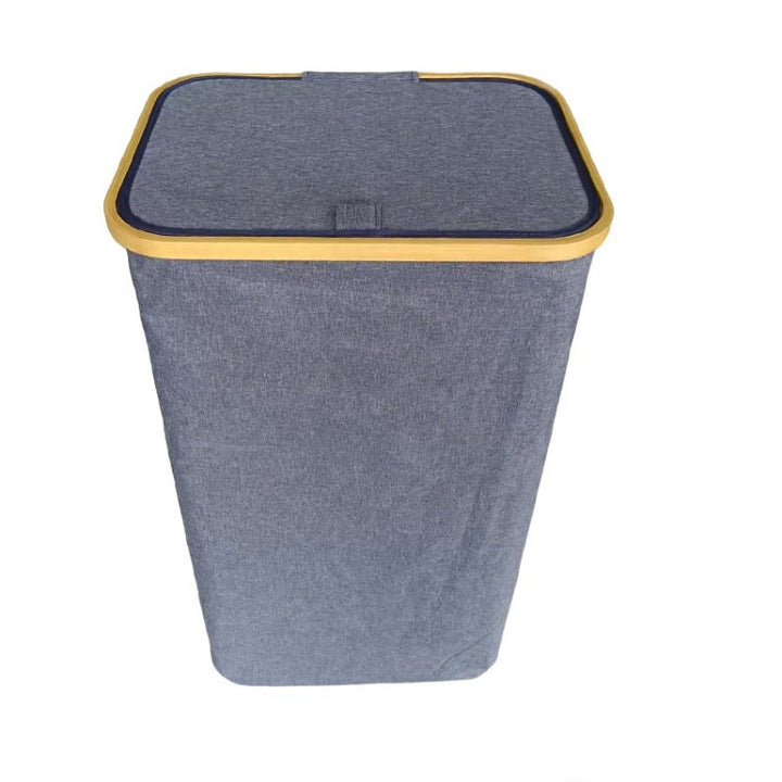 Stylish laundry basket with wooden lid