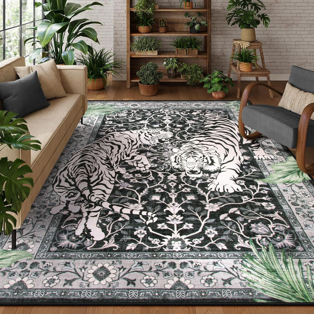 Elegant Tiger-Themed Area Rug for Home