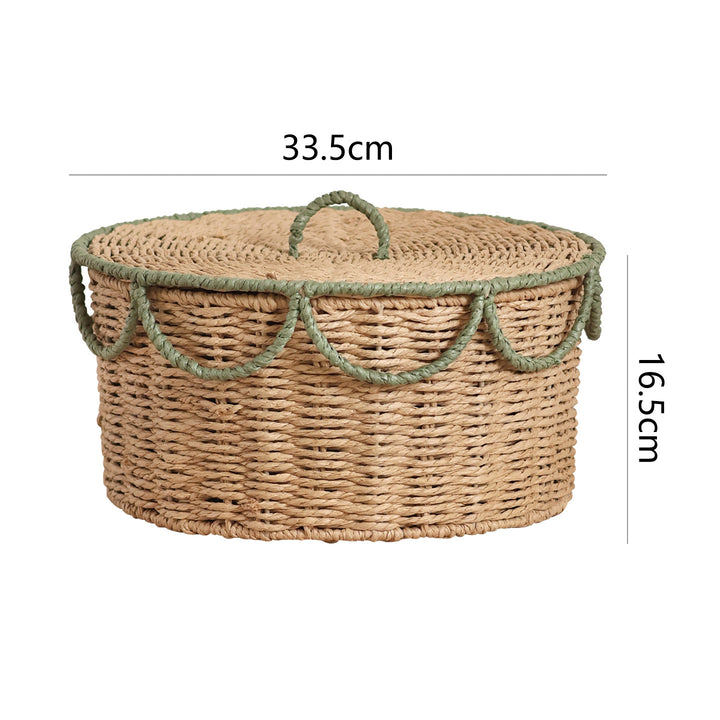 Storage basket with lid and handles