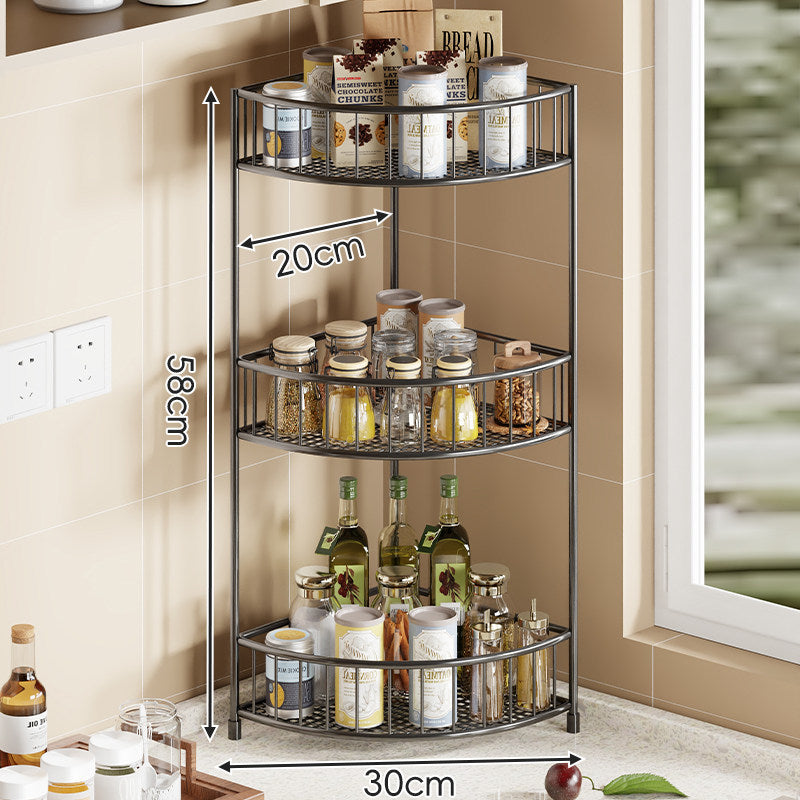 Triangular Triple-Tier Gold-Plated Corner Pantry & Spice Organizer
