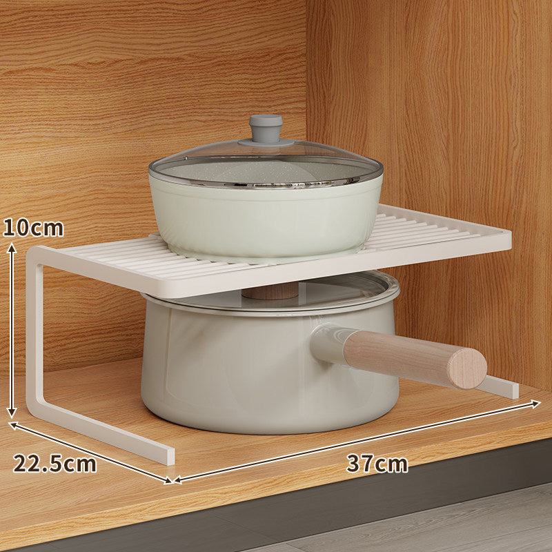 L-Shaped Kitchen Shelf Riser with Slatted Top and Rust-Resistant Metal Frame