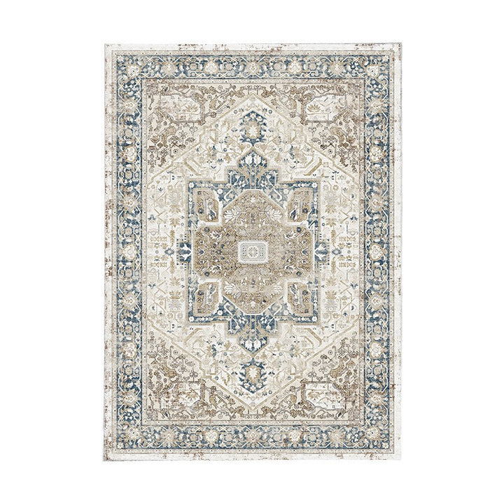 Vintage Distressed Persian-Style Machine-Woven Low-Pile Area Rug