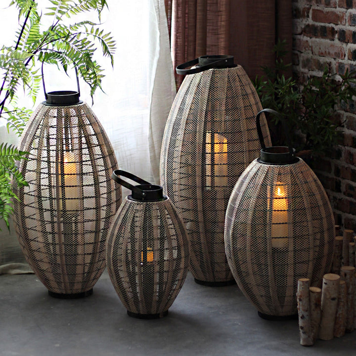 Elegant lantern with metal grid