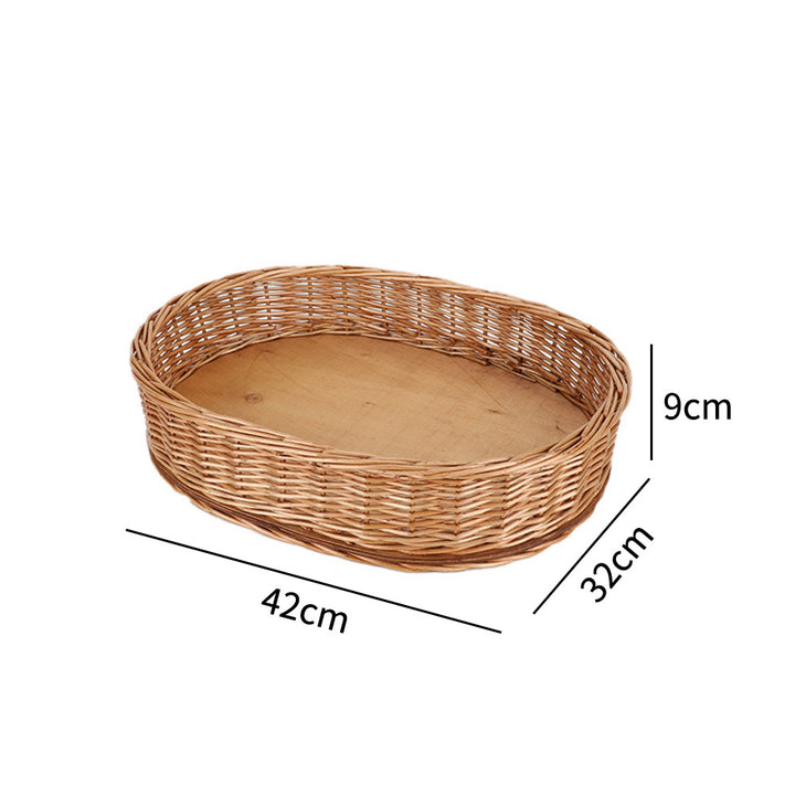 Decorative Round Woven Basket with Wooden Base