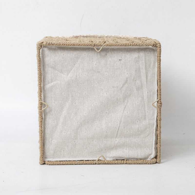 Storage basket made of woven material