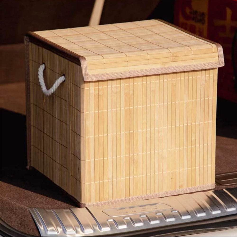 Laundry basket made of natural bamboo