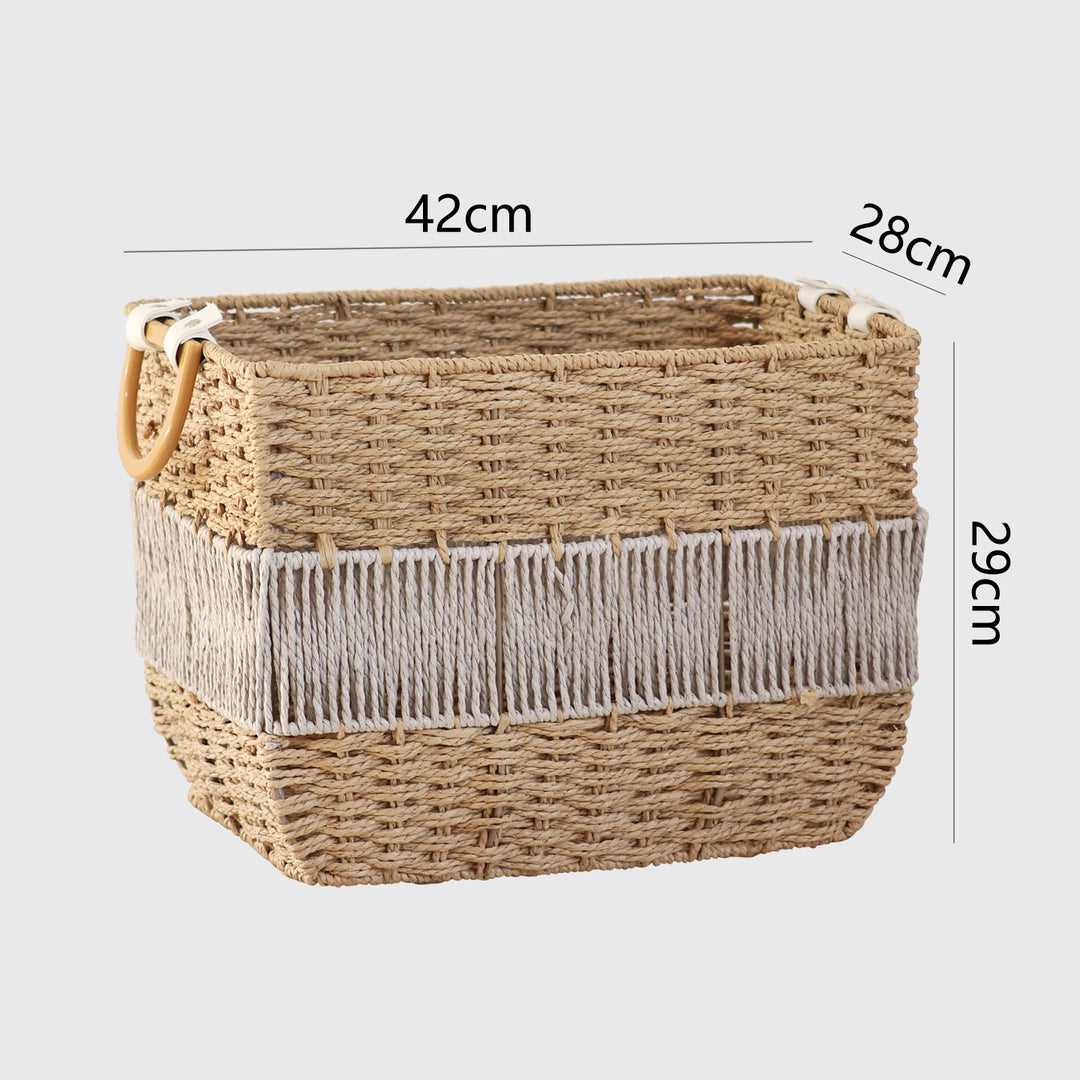 Handmade storage basket with fringes
